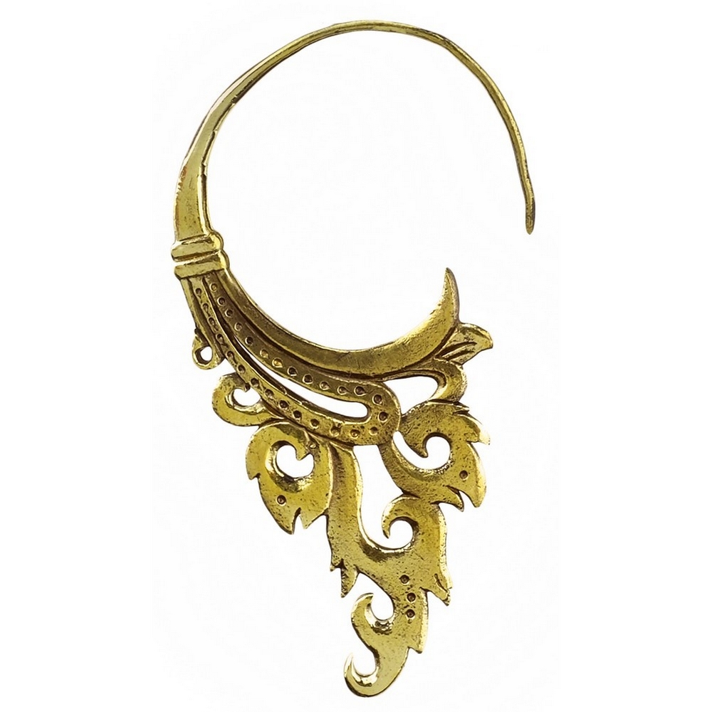 Hoop earring brass medium tribal single piece