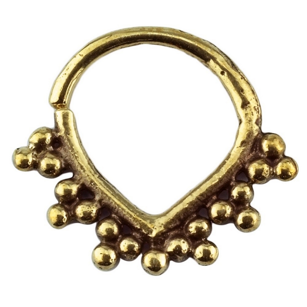 Nose Hoop brass beaded cluster shield