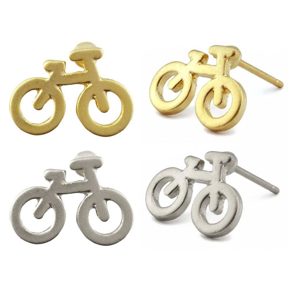 Stud earring tourist bicycle silver & gold