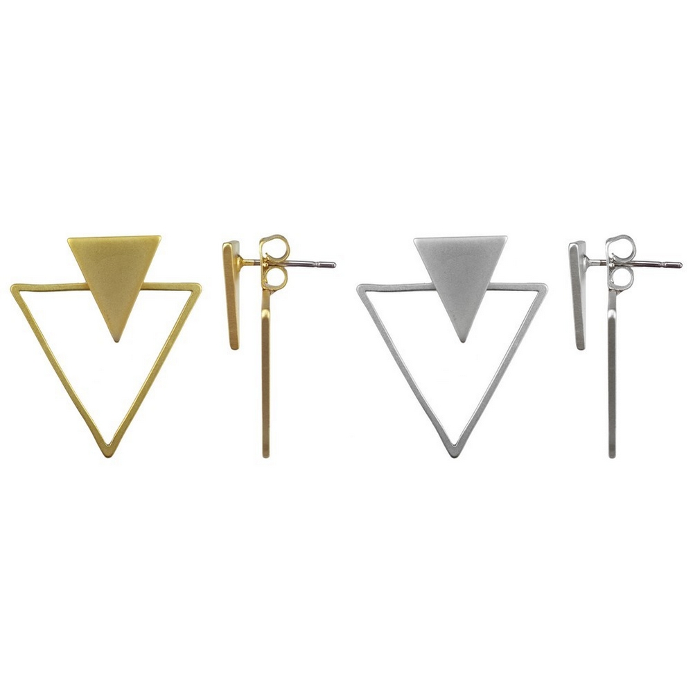 Front & back earring geometric triangle
