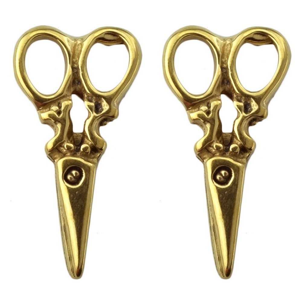 Stud earring dressmakers scissors antique gold