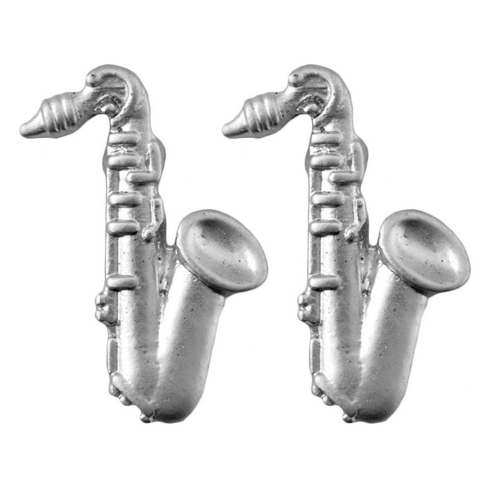Stud earring musical orchestra saxophone silver