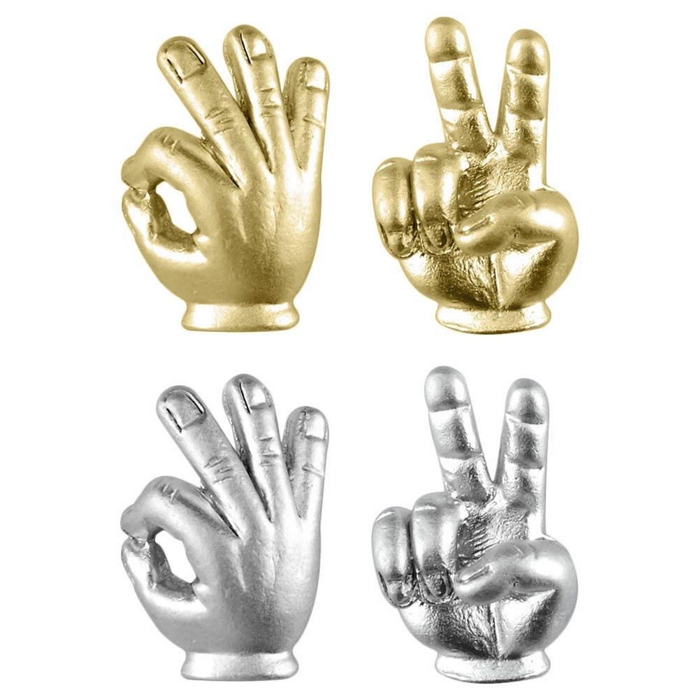 Stud earring hand gesture