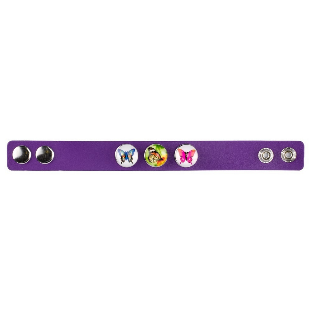 Bracelet 3 press stud butterflies