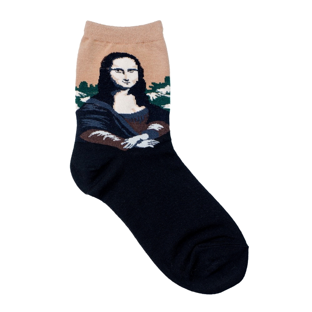 Socks cotton & spandex inspired by Da Vinci Mona Lisa black