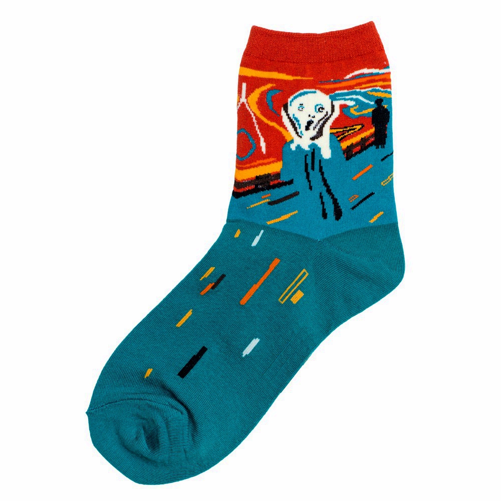 Socks cotton & spandex inspired by Munch The Scream green