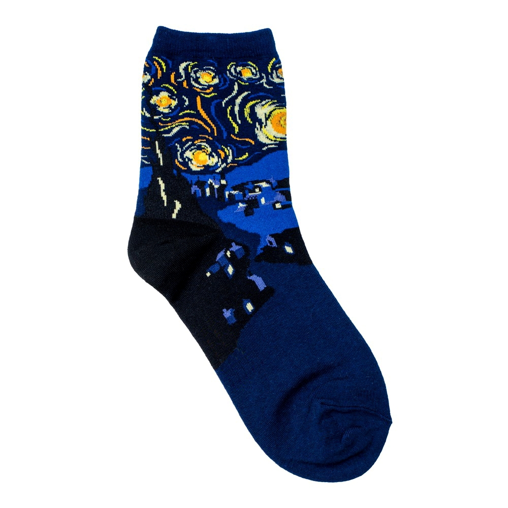 Socks cotton & spandex inspired by Van Gogh The Starry Night navy blue