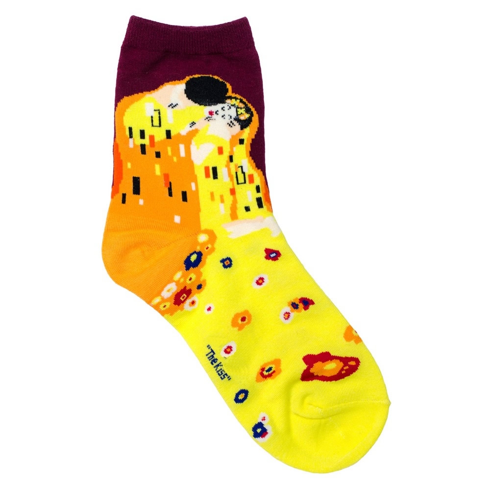 Socks cotton & spandex inspired by Klimt The Kiss yellow