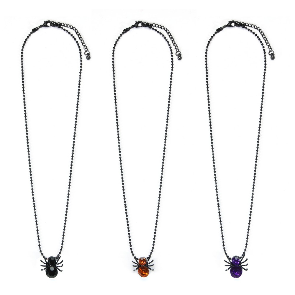 Necklace with a pendant acrylic spooky spider on ball chain