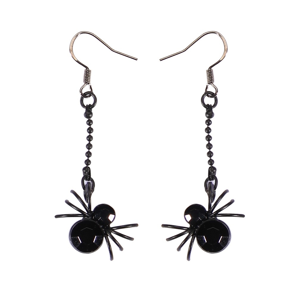 Drop earring acrylic spooky spider black