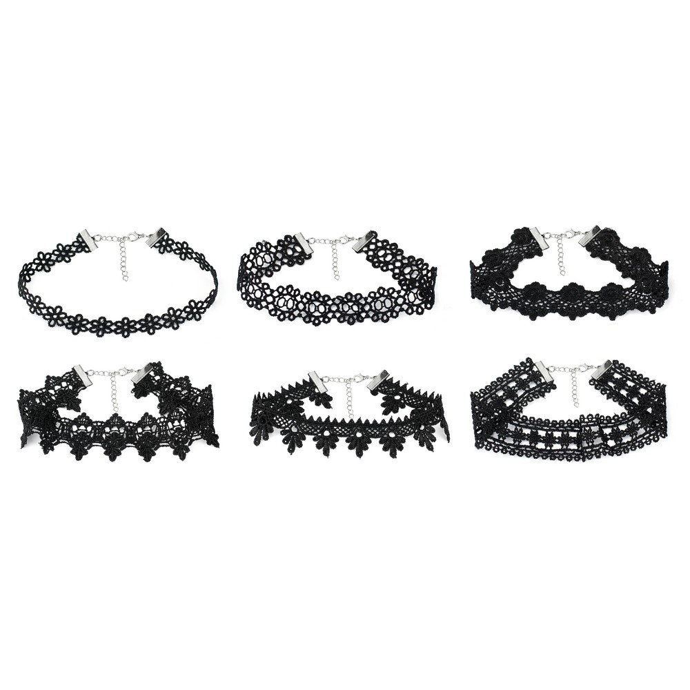 Choker necklace lace asst designs black