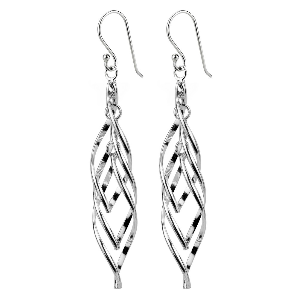 Drop earring 925 silver neat twisted link up