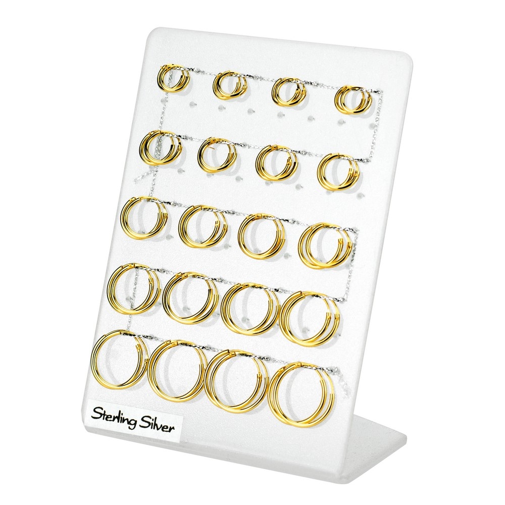 Hoop earring 925 silver hinged 1.2mm thick and plated gold