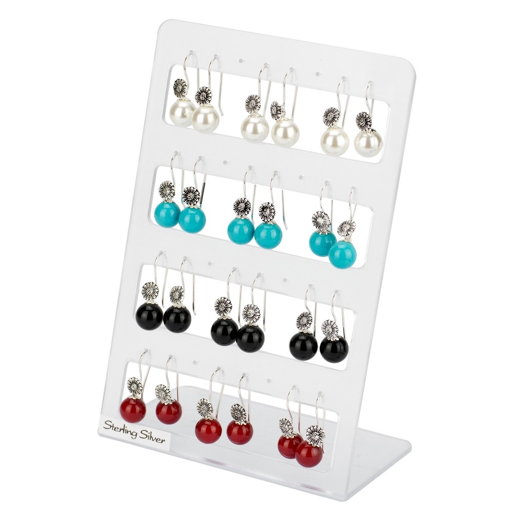 Drop earring 925 silver sunflower bead