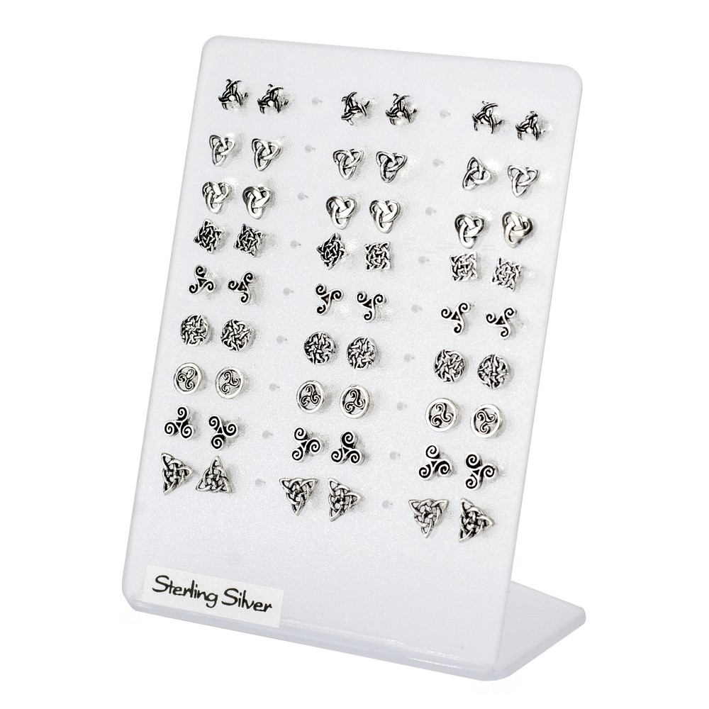 Stud earring 925 silver celtic symbols silver