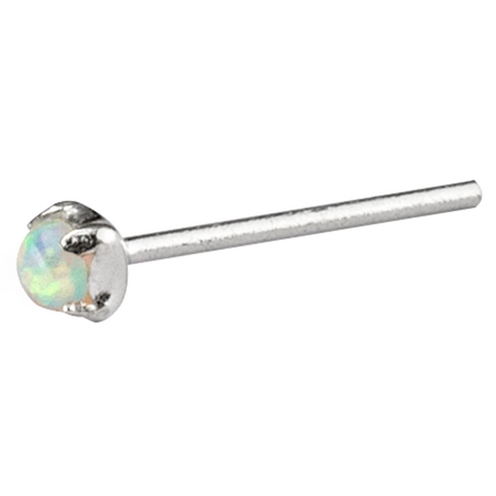 Nose stud 925 silver faux opal claw set silver