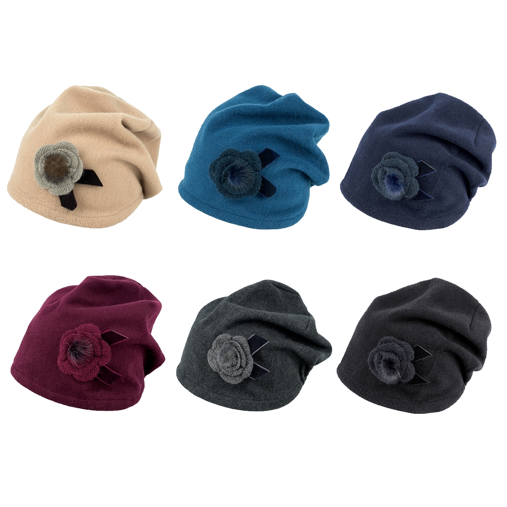 Hat felt cardiff floppy cloche soft flower detail multicoloured
