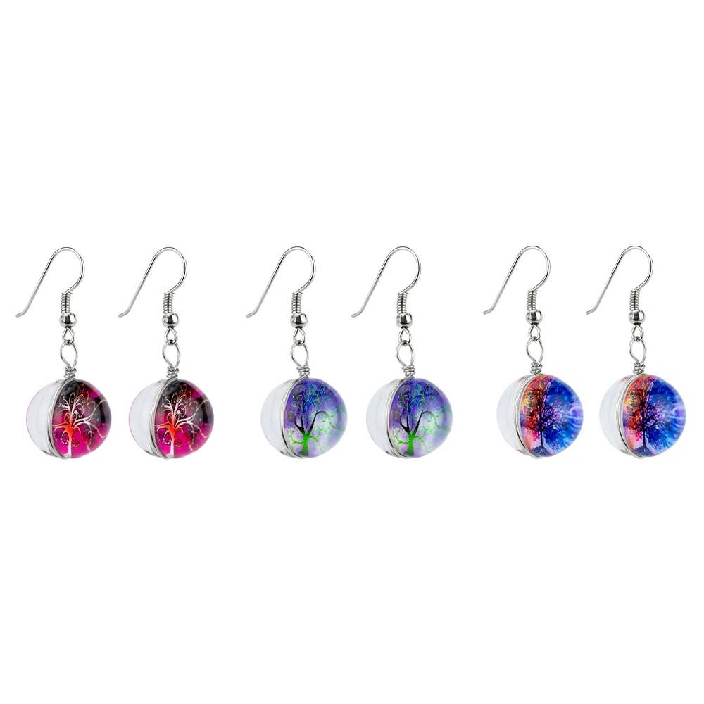 Drop earring glass aurore tree of life