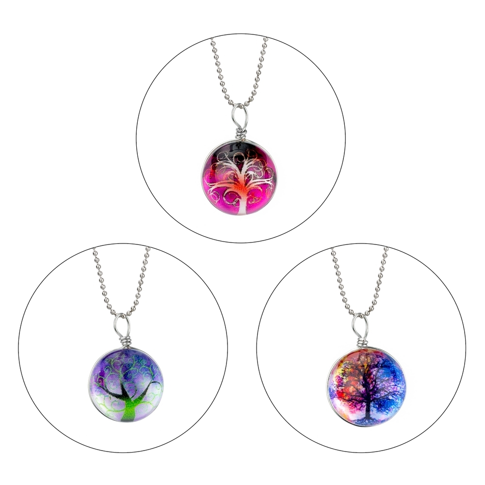 Necklace glass aurore tree of life