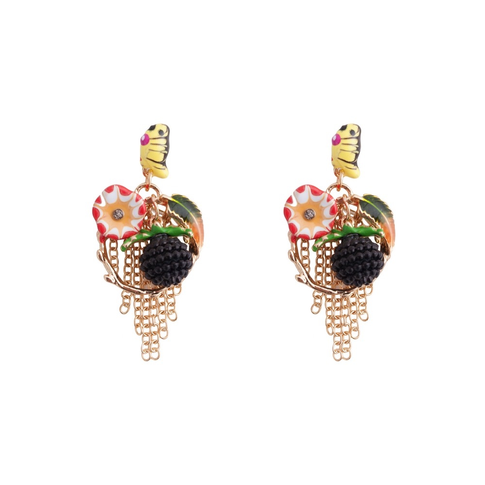 Stud & drop earring enamel bouquet