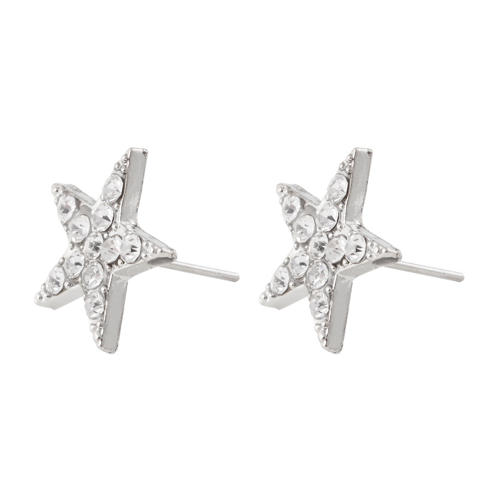 Stud earring sparkling star silver