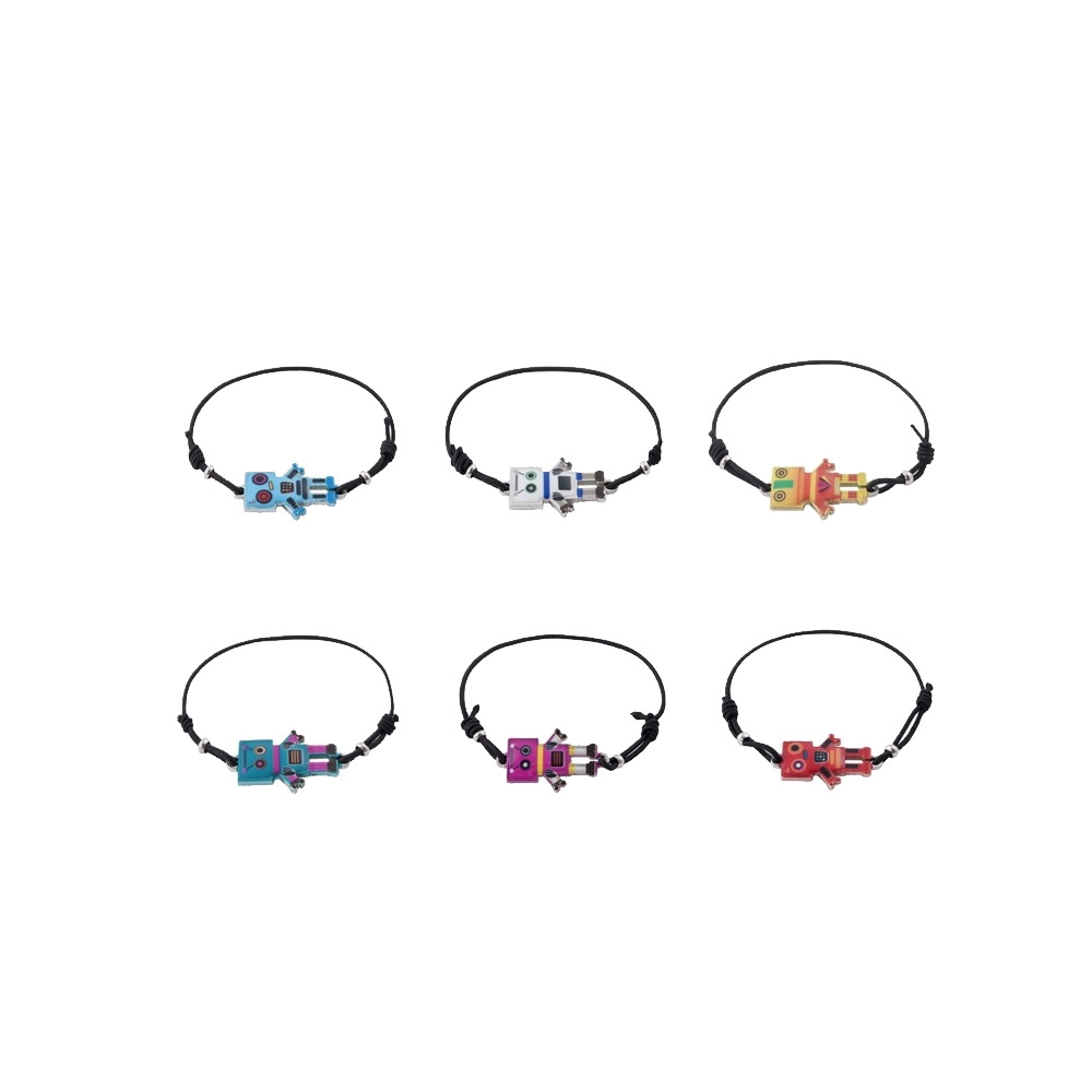 Bracelet enamel friendly robot assorted colours