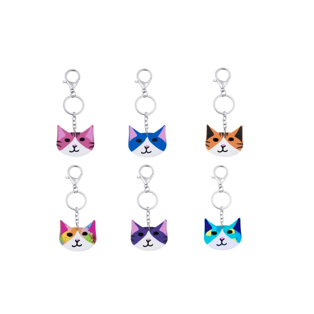 Keyring enamel crafty cat multicoloured