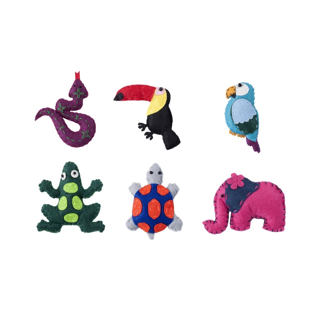 Brooch felt tropical creatures multicoloured