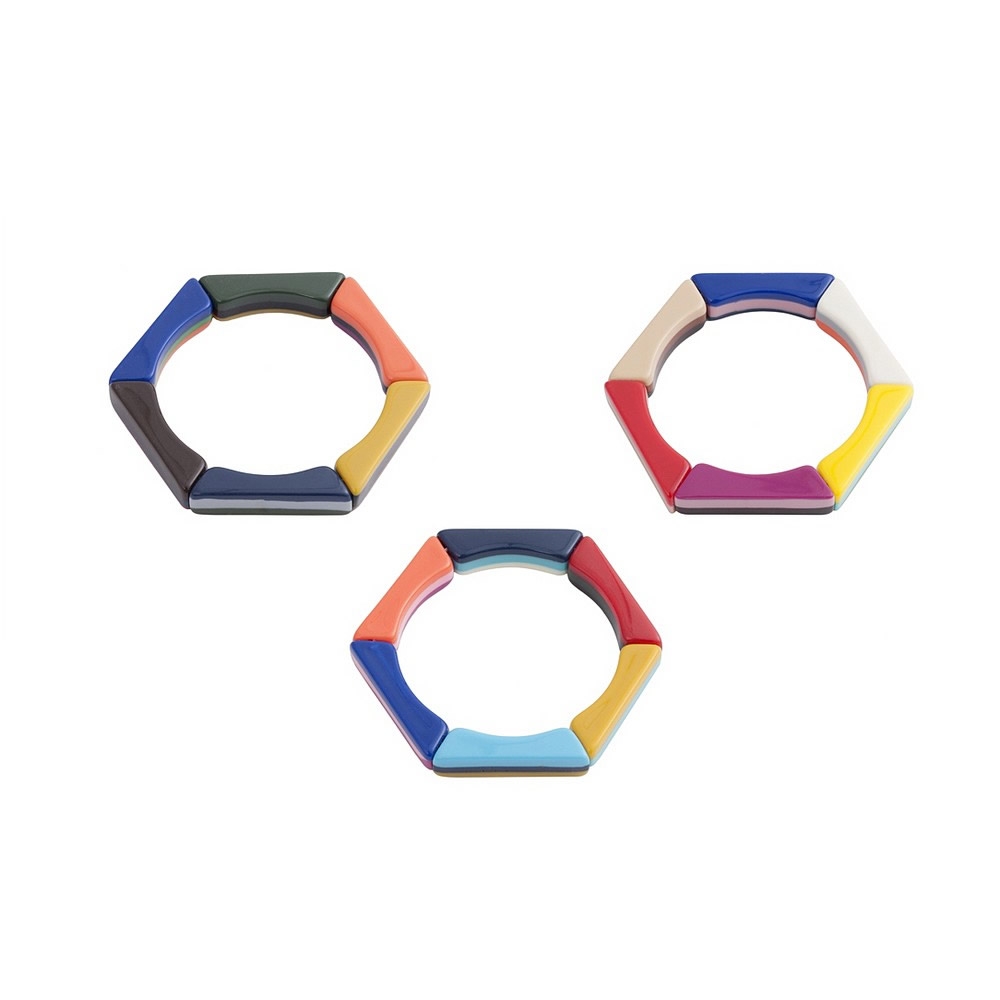 Bracelet resin polygon of colour assorted colours