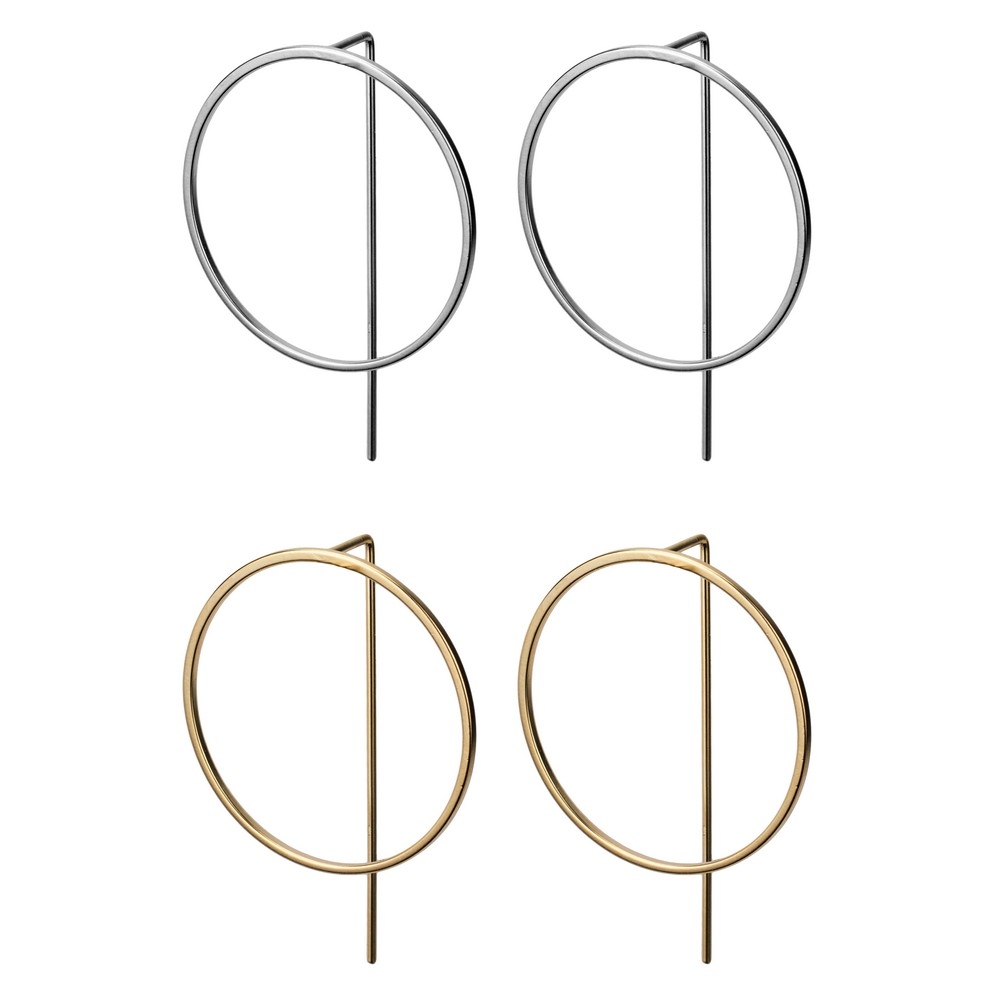 Drop earring big circle silver & gold