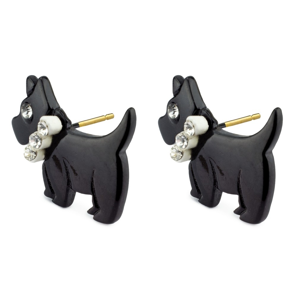 Stud earring crystal glass scottie dog