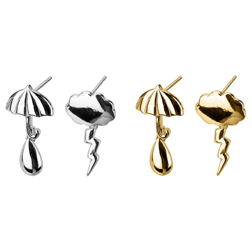 Stud & drop earring weather report silver & gold