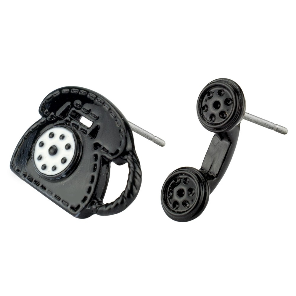 Stud earring telephone black