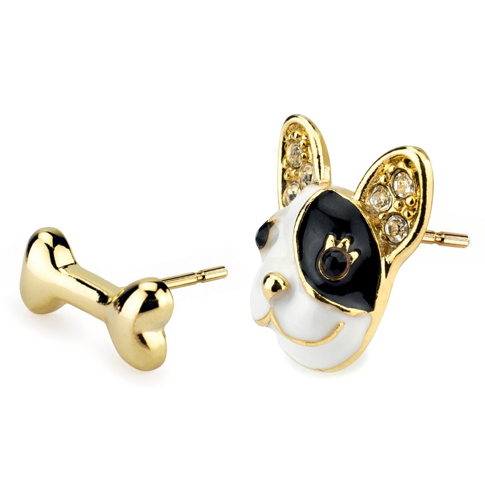 Stud earring dog & bone gold