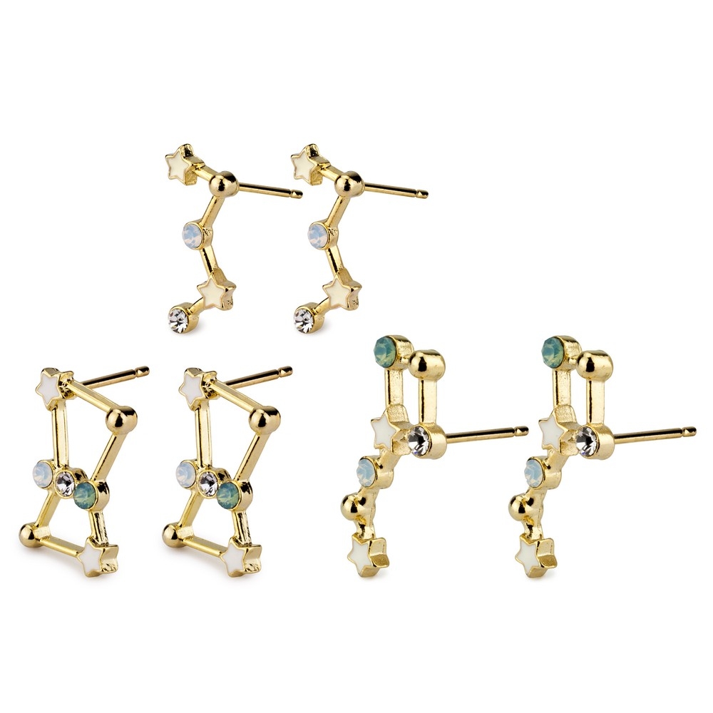 Stud earring crystal glass constellation gold