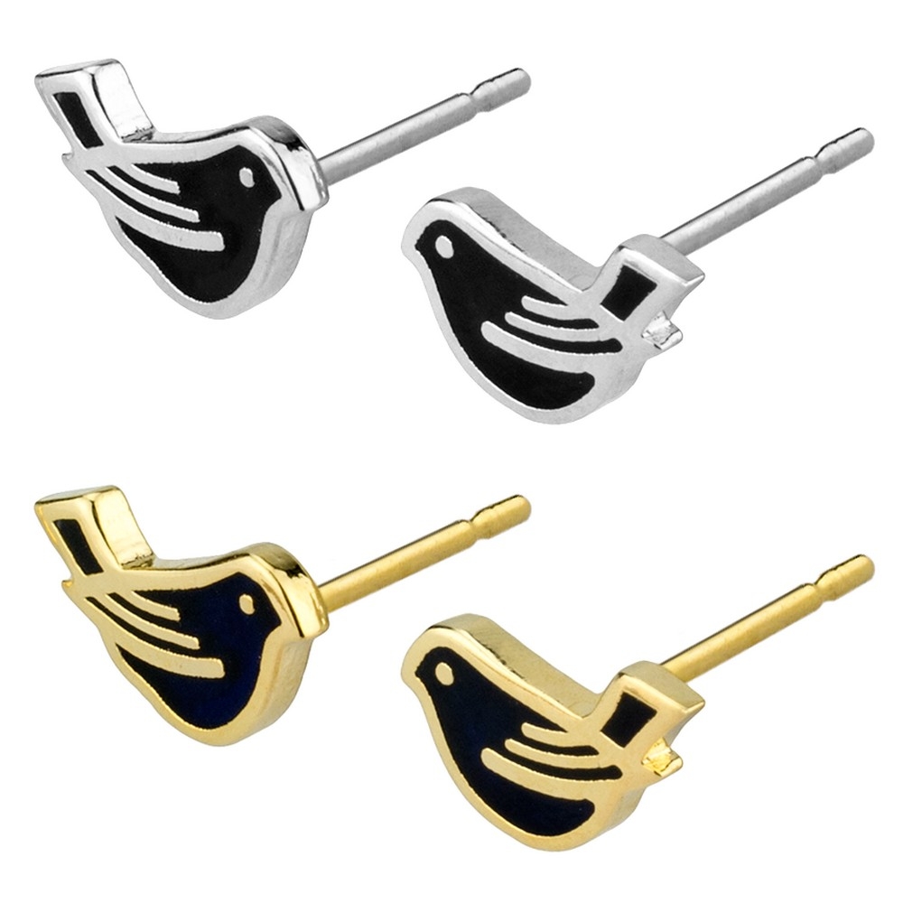 Stud earring enamel bird