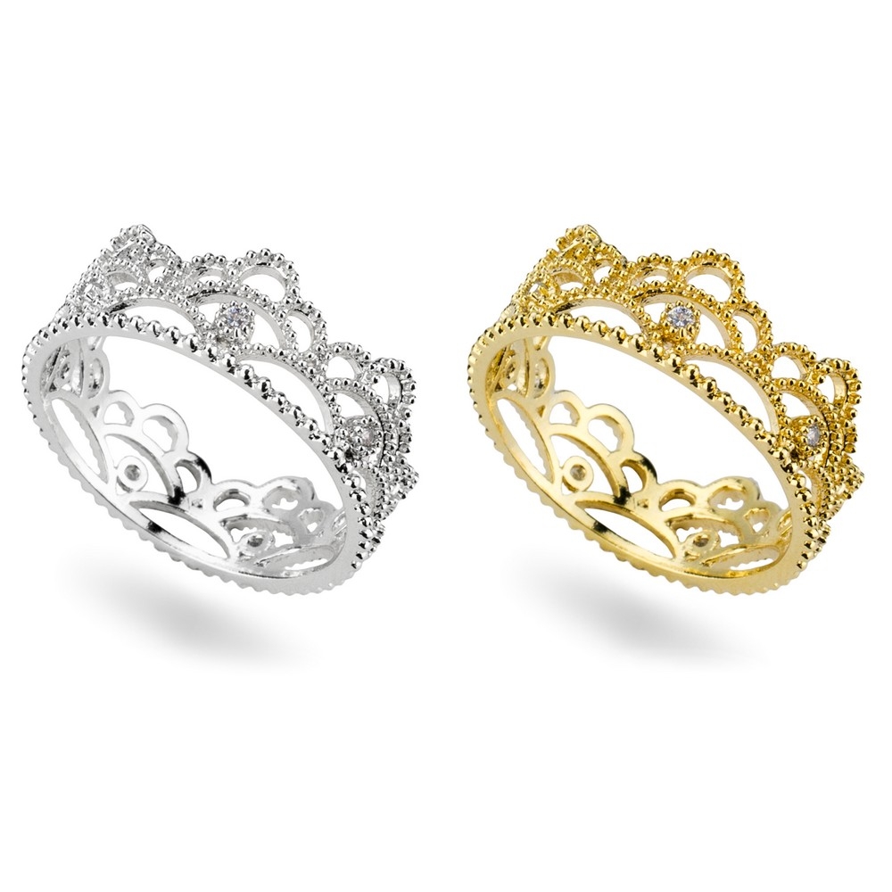 Ring crystal glass elaborate princess crown