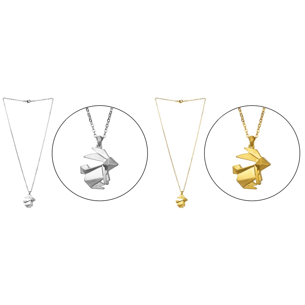 Necklace with a pendant origami rabbit