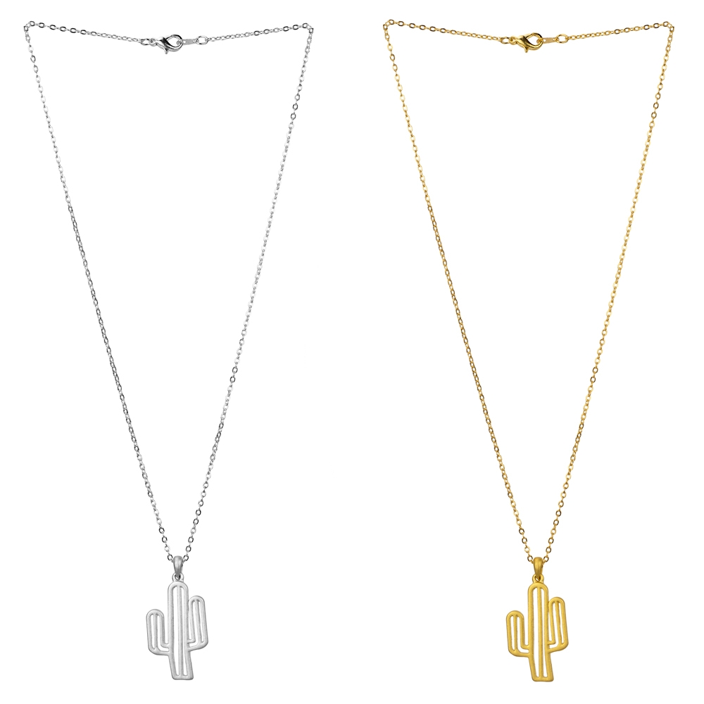 Necklace with a pendant cactus
