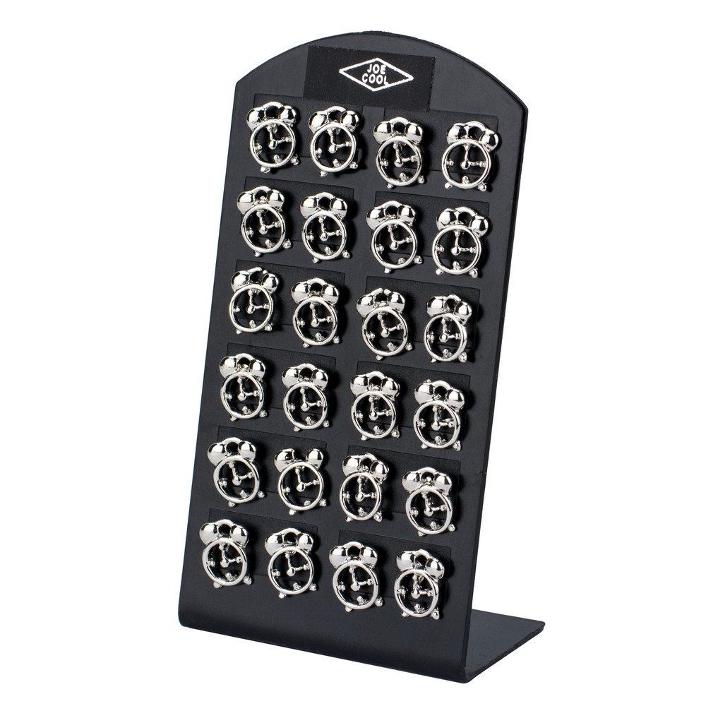 Stud earring alarm clock silver