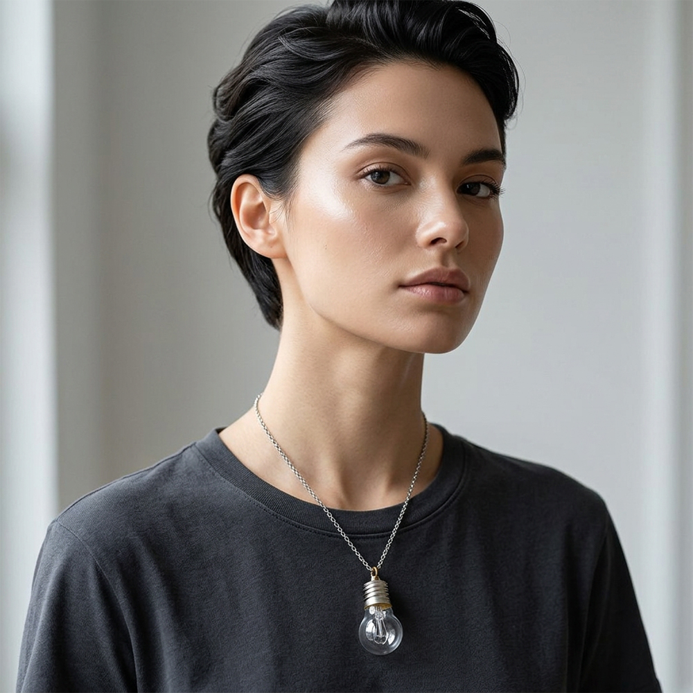 Necklace with a pendant light bulb with LED - Image 3