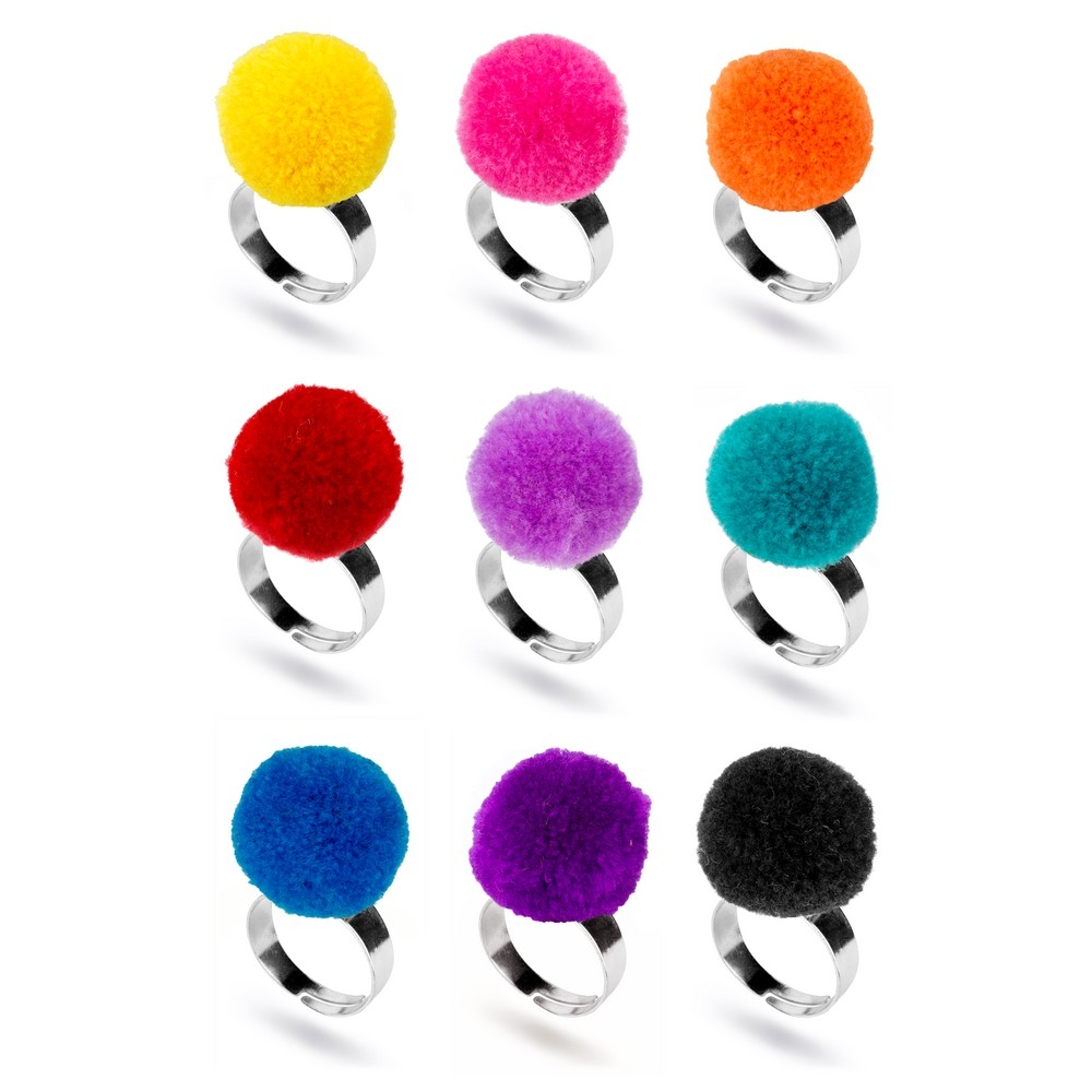 Ring cotton pompom assorted colours