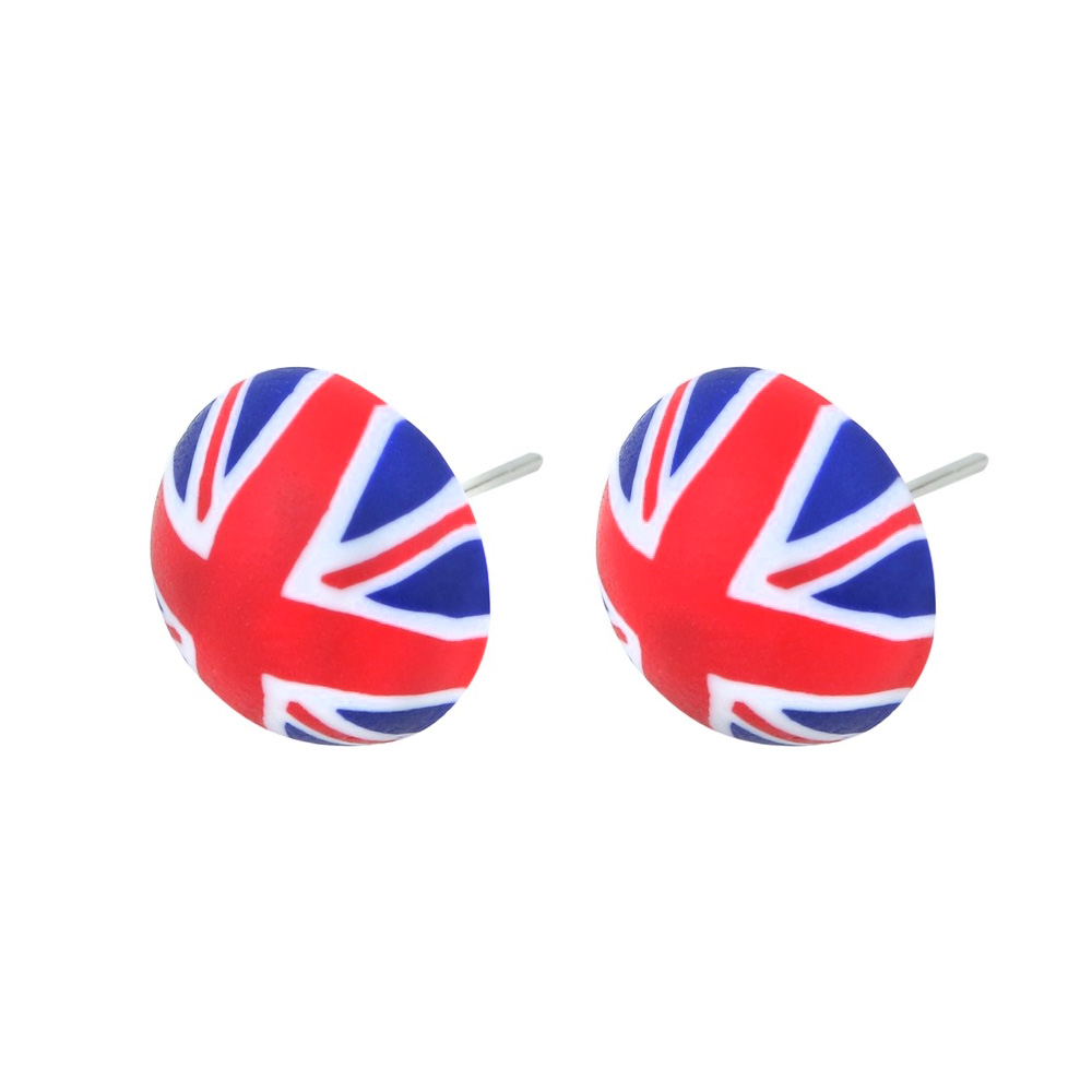 Stud earring polymer clay union jack