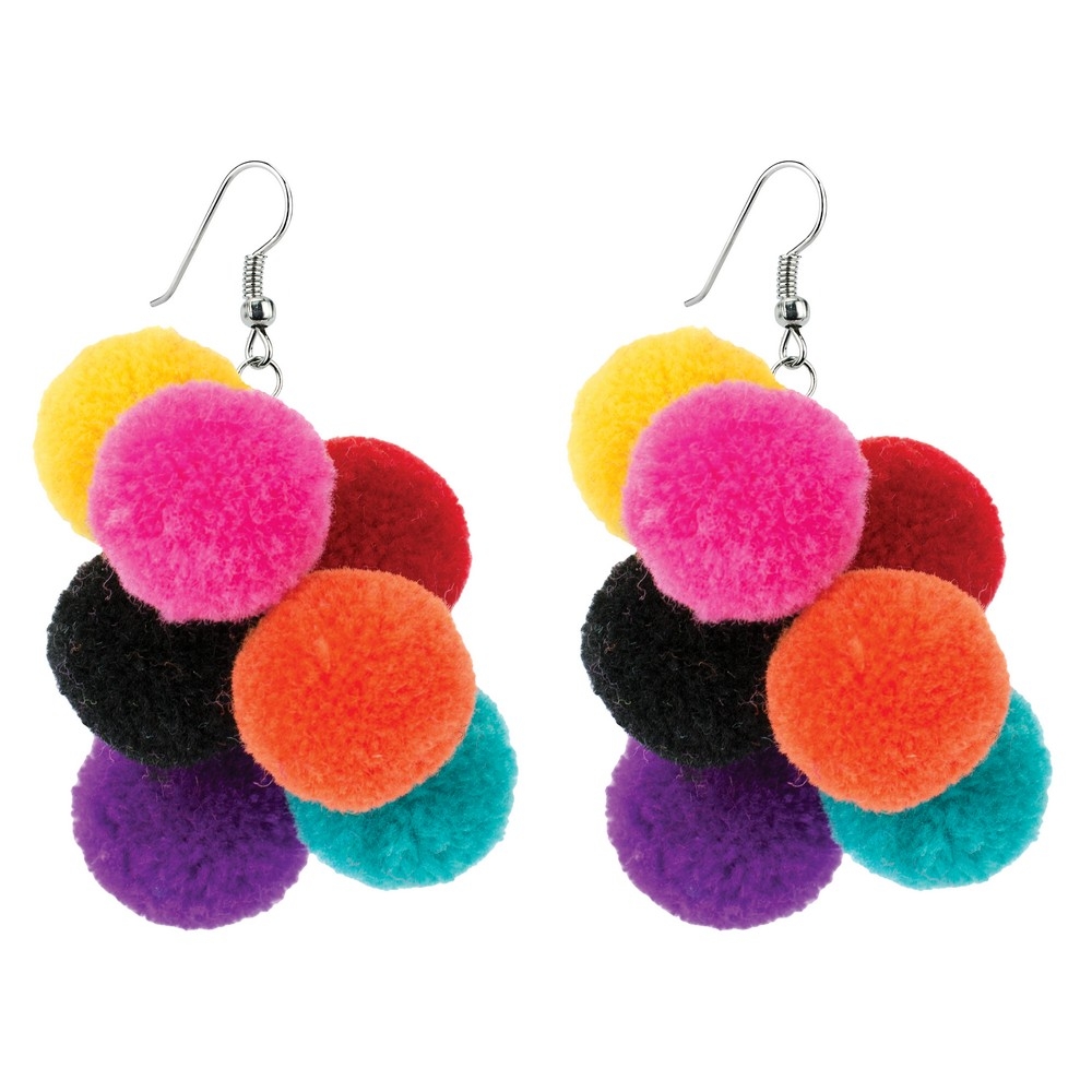 Drop earring cotton pompom bunch