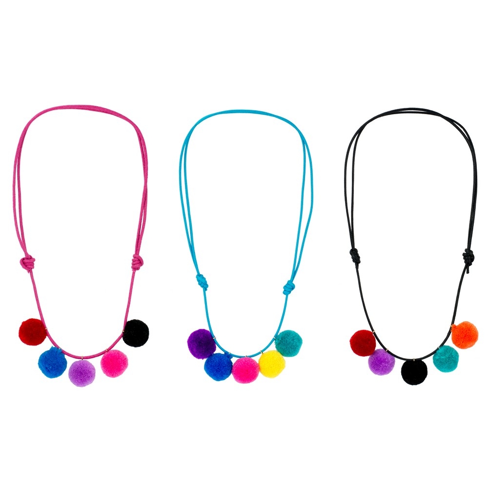 Necklace cotton pompom multicoloured
