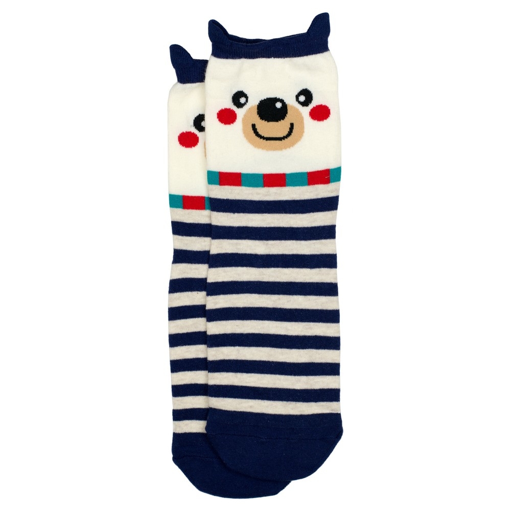 Socks cotton & spandex stripey polar bear blue