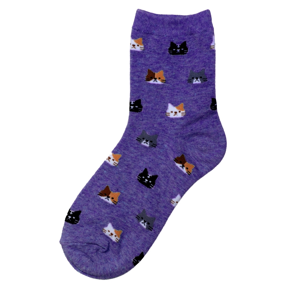 Socks cotton & spandex dream cat purple