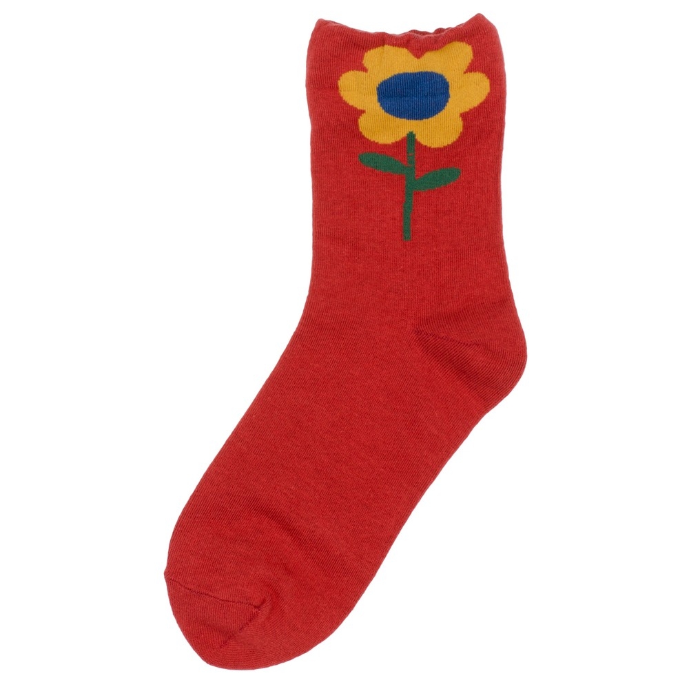 Socks cotton & spandex big flower red