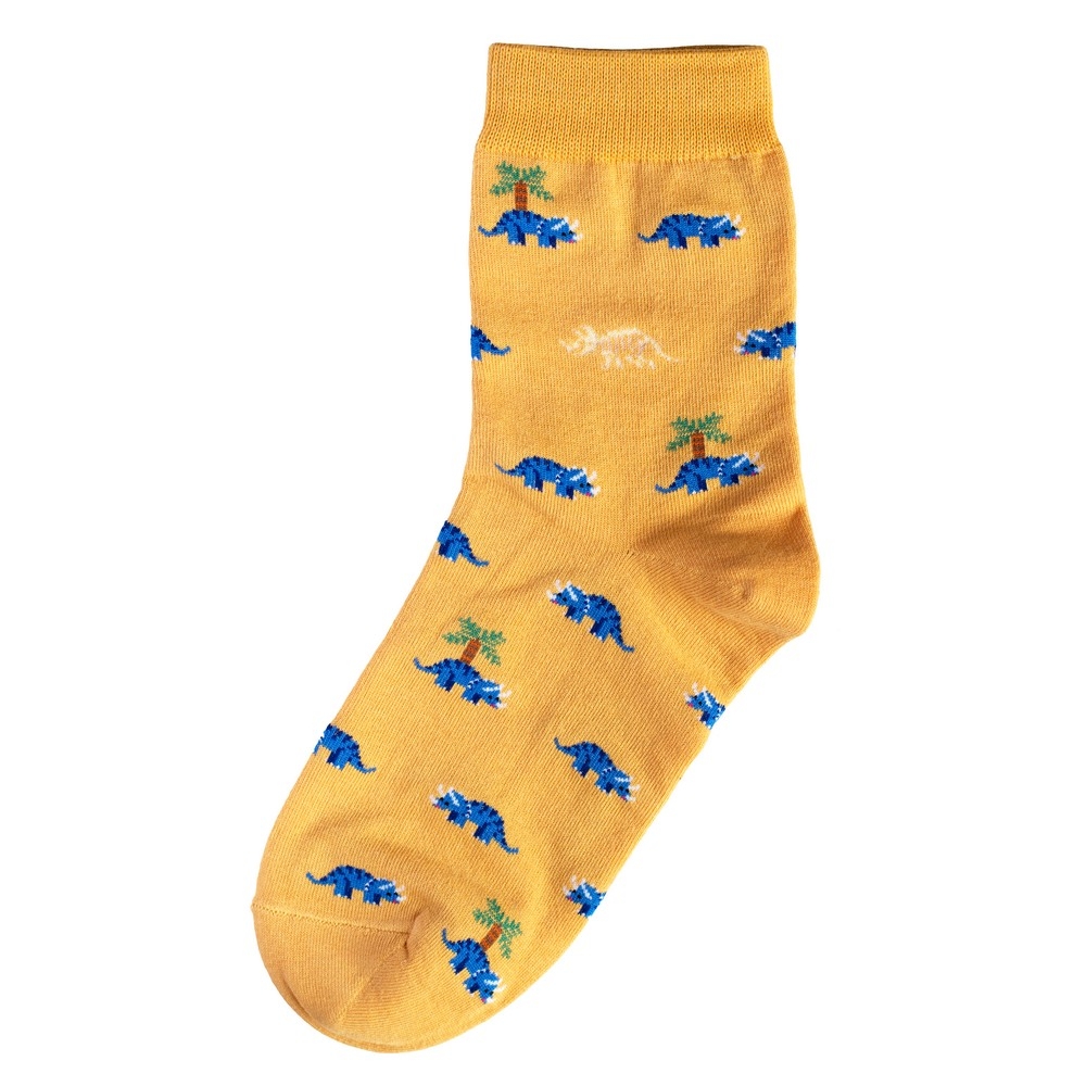 Socks cotton & spandex triceratops yellow