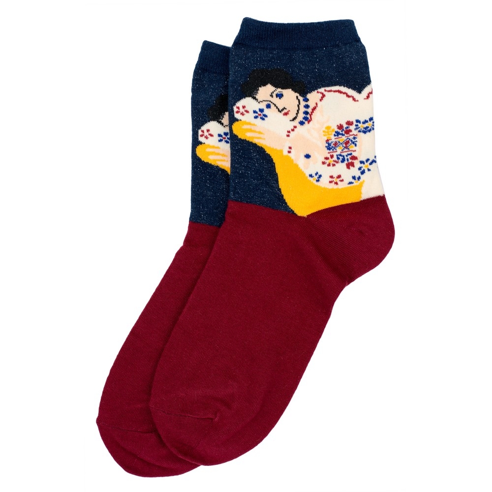 Socks cotton & spandex inspired by Matisse Peasant Blouse red & blue